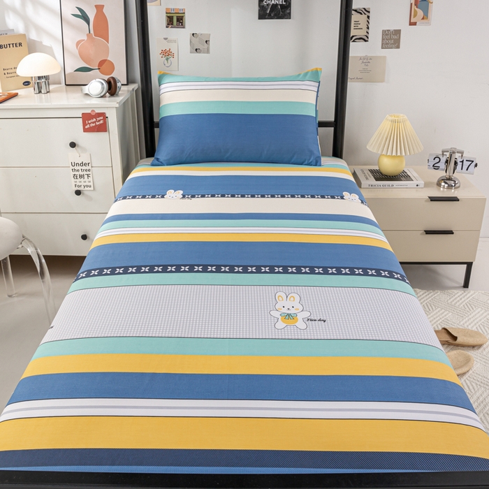 91家纺网 家纺一手货源 找家纺 上学郎家居 2025新款全棉13070学生宿舍三件套单人床床单被套纯棉六件套学生床上用品 布兰卡-蓝