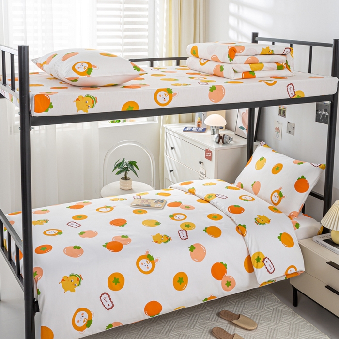 上学郎家居 2025新款全棉13070学生宿舍三件套单人床床单被套纯棉六件套学生床上用品 大桔大利