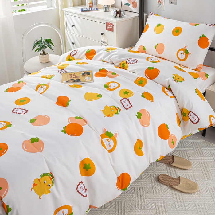 91家纺网 家纺一手货源 找家纺 上学郎家居 2025新款全棉13070学生宿舍三件套单人床床单被套纯棉六件套学生床上用品 大桔大利