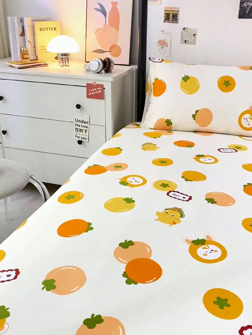 91家纺网 家纺一手货源 找家纺 上学郎家居 2025新款全棉13070学生宿舍三件套单人床床单被套纯棉六件套学生床上用品 大桔大利