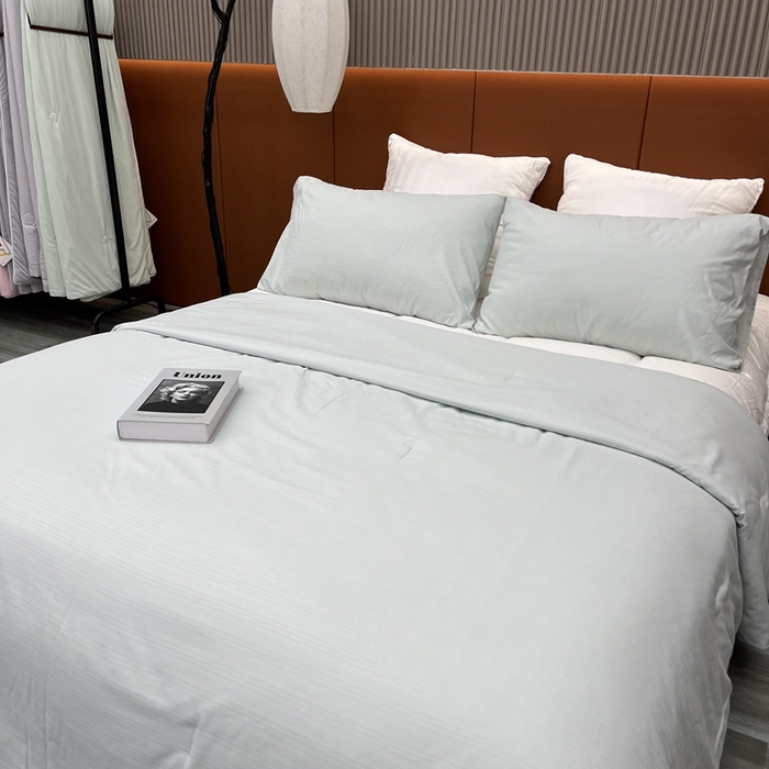 91家纺网 家纺一手货源 找家纺 仲旺居家纺2025新款华夫格提花夏被三件套 绿