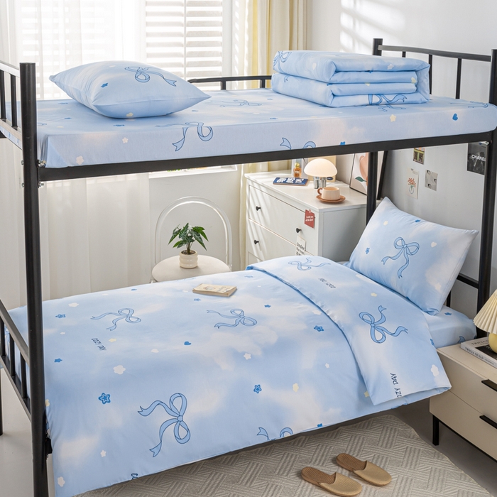 上学郎家居 2025新款全棉13070学生宿舍三件套单人床床单被套纯棉六件套学生床上用品 蝶舞恋曲