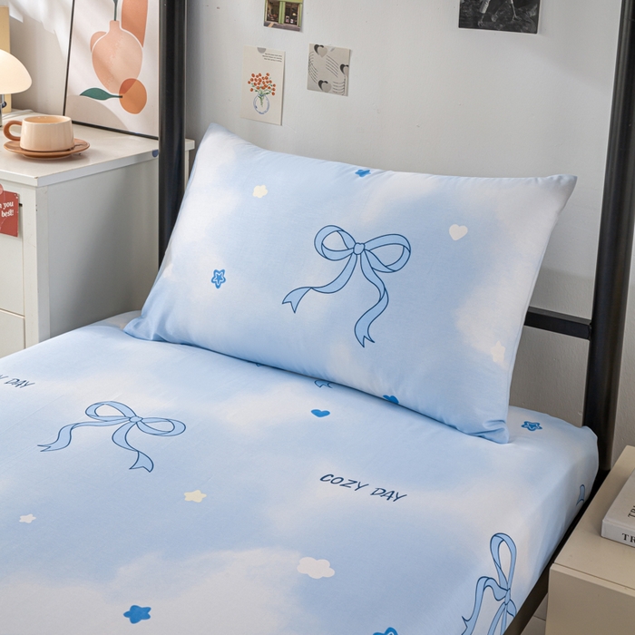 91家纺网 家纺一手货源 找家纺 上学郎家居 2025新款全棉13070学生宿舍三件套单人床床单被套纯棉六件套学生床上用品 蝶舞恋曲