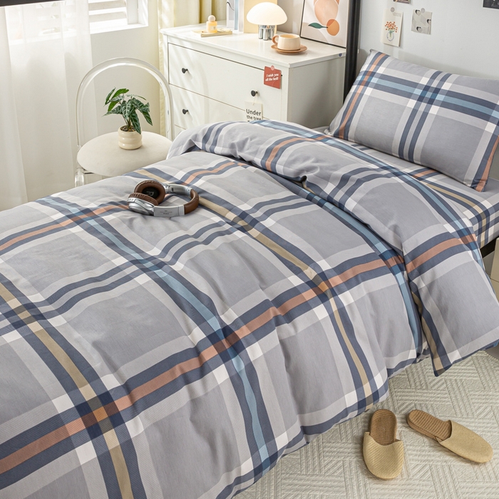 91家纺网 家纺一手货源 找家纺 上学郎家居 2025新款全棉13070学生宿舍三件套单人床床单被套纯棉六件套学生床上用品 法兰克