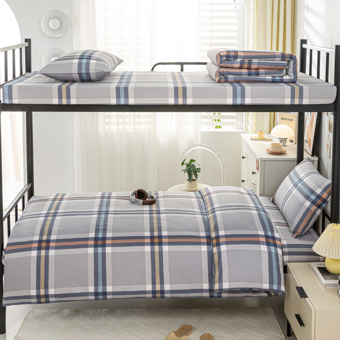 91家纺网 家纺一手货源 找家纺 上学郎家居 2025新款全棉13070学生宿舍三件套单人床床单被套纯棉六件套学生床上用品 法兰克