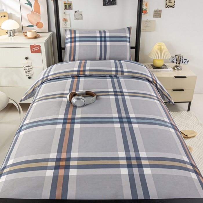 91家纺网 家纺一手货源 找家纺 上学郎家居 2025新款全棉13070学生宿舍三件套单人床床单被套纯棉六件套学生床上用品 法兰克