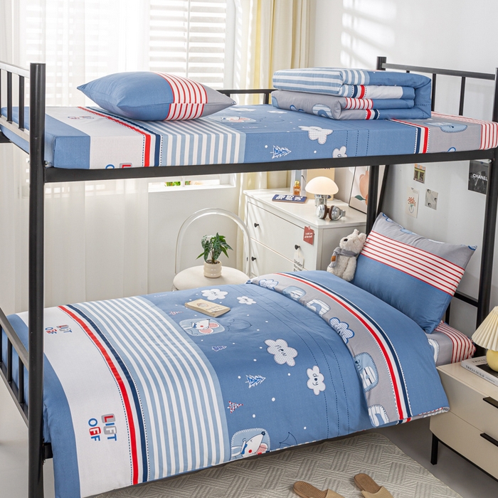 上学郎家居 2025新款全棉13070学生宿舍三件套单人床床单被套纯棉六件套学生床上用品 快乐星球