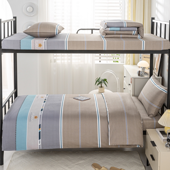 91家纺网 家纺一手货源 找家纺 上学郎家居 2025新款全棉13070学生宿舍三件套单人床床单被套纯棉六件套学生床上用品 旅途