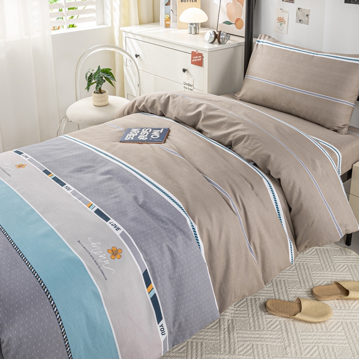 91家纺网 家纺一手货源 找家纺 上学郎家居 2025新款全棉13070学生宿舍三件套单人床床单被套纯棉六件套学生床上用品 旅途