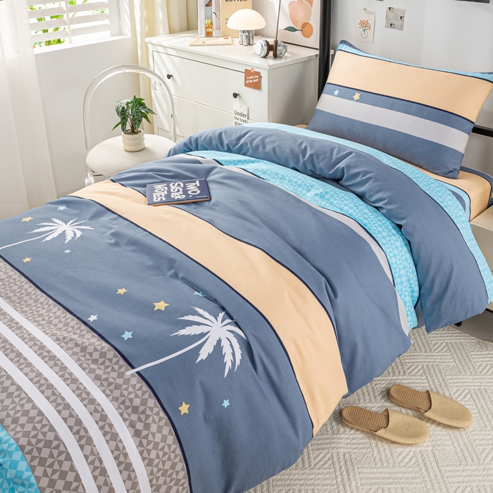 91家纺网 家纺一手货源 找家纺 上学郎家居 2025新款全棉13070学生宿舍三件套单人床床单被套纯棉六件套学生床上用品 漫步云端