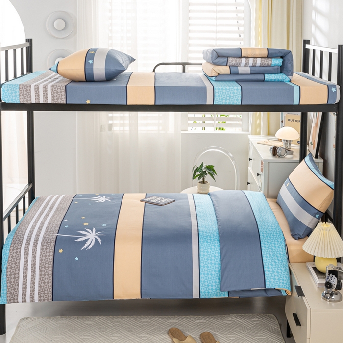 91家纺网 家纺一手货源 找家纺 上学郎家居 2025新款全棉13070学生宿舍三件套单人床床单被套纯棉六件套学生床上用品 漫步云端