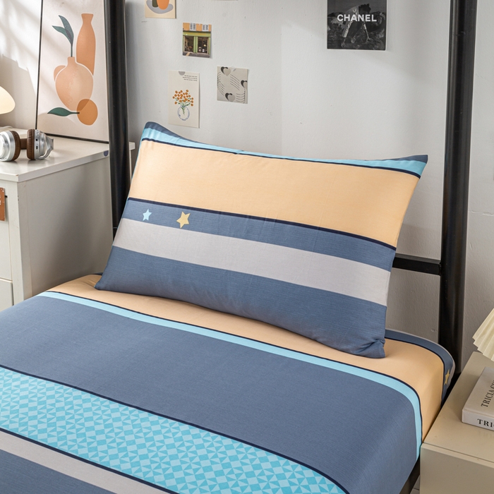 91家纺网 家纺一手货源 找家纺 上学郎家居 2025新款全棉13070学生宿舍三件套单人床床单被套纯棉六件套学生床上用品 漫步云端