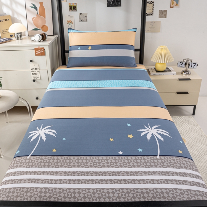 91家纺网 家纺一手货源 找家纺 上学郎家居 2025新款全棉13070学生宿舍三件套单人床床单被套纯棉六件套学生床上用品 漫步云端