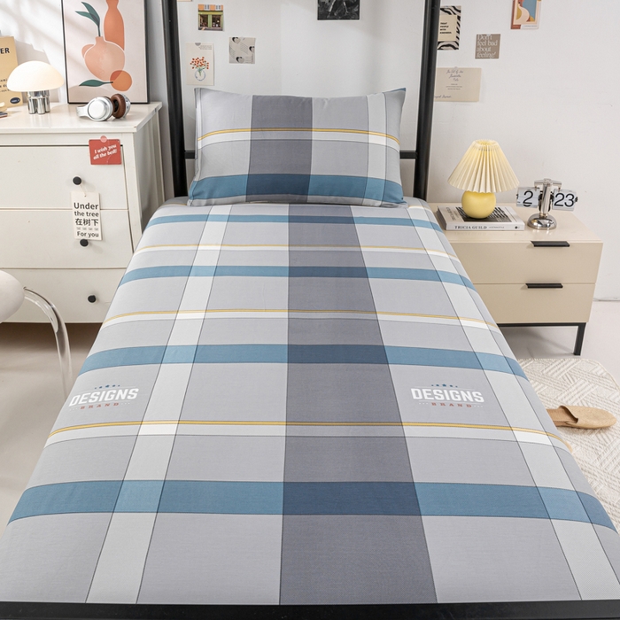 91家纺网 家纺一手货源 找家纺 上学郎家居 2025新款全棉13070学生宿舍三件套单人床床单被套纯棉六件套学生床上用品 摩卡庄园-灰