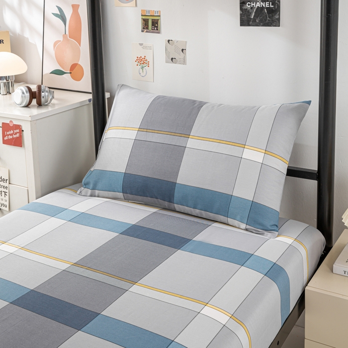 91家纺网 家纺一手货源 找家纺 上学郎家居 2025新款全棉13070学生宿舍三件套单人床床单被套纯棉六件套学生床上用品 摩卡庄园-灰