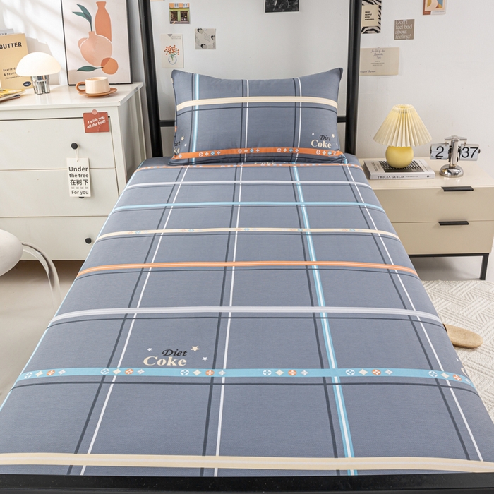 91家纺网 家纺一手货源 找家纺 上学郎家居 2025新款全棉13070学生宿舍三件套单人床床单被套纯棉六件套学生床上用品 莫利格