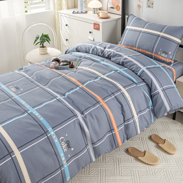 91家纺网 家纺一手货源 找家纺 上学郎家居 2025新款全棉13070学生宿舍三件套单人床床单被套纯棉六件套学生床上用品 莫利格