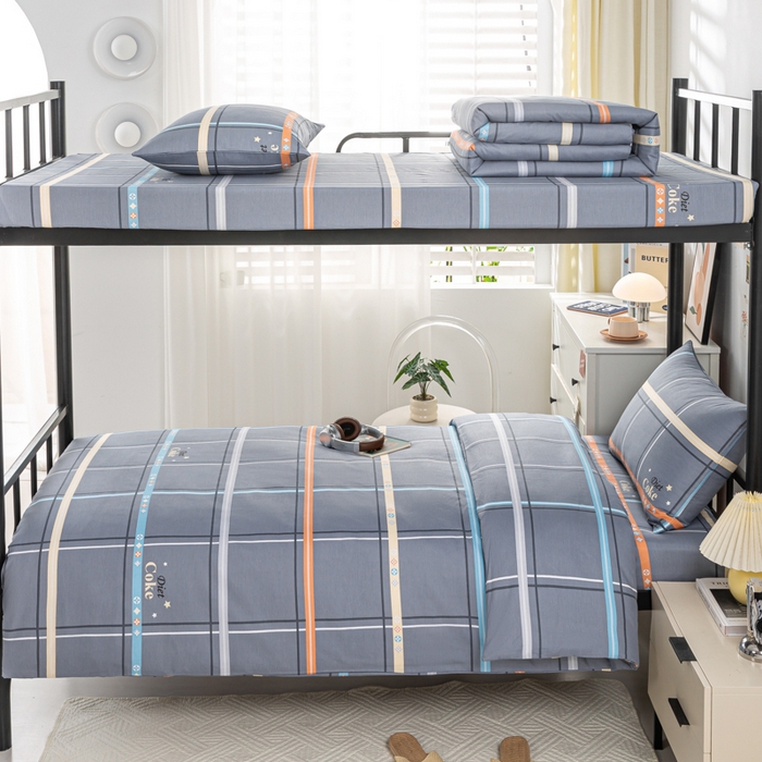 91家纺网 家纺一手货源 找家纺 上学郎家居 2025新款全棉13070学生宿舍三件套单人床床单被套纯棉六件套学生床上用品 莫利格