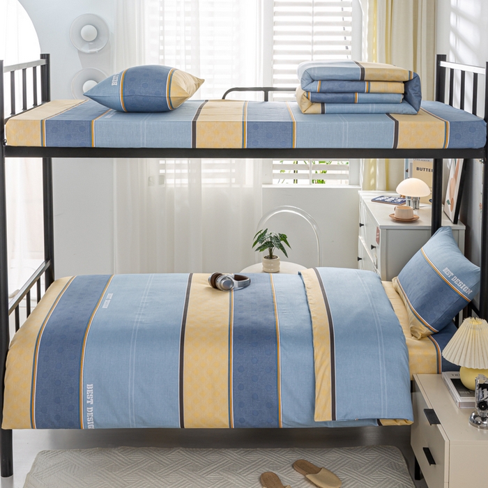 91家纺网 家纺一手货源 找家纺 上学郎家居 2025新款全棉13070学生宿舍三件套单人床床单被套纯棉六件套学生床上用品 慕容-兰