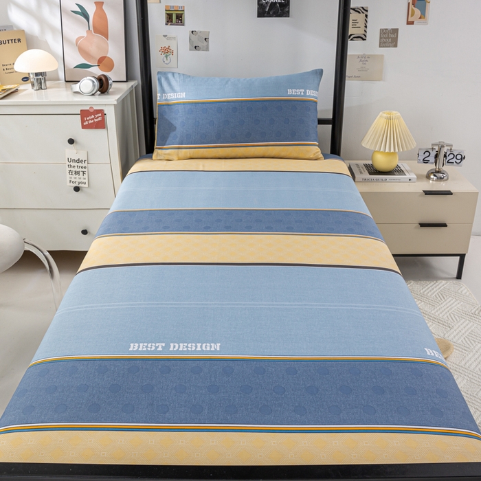 91家纺网 家纺一手货源 找家纺 上学郎家居 2025新款全棉13070学生宿舍三件套单人床床单被套纯棉六件套学生床上用品 慕容-兰