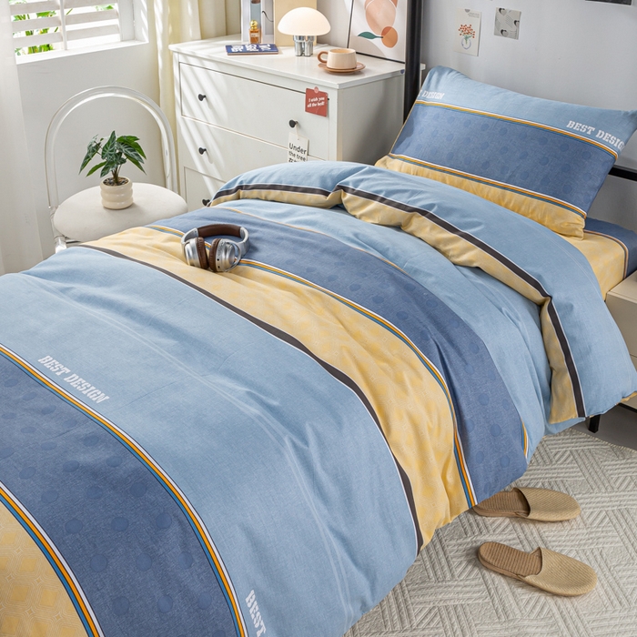 91家纺网 家纺一手货源 找家纺 上学郎家居 2025新款全棉13070学生宿舍三件套单人床床单被套纯棉六件套学生床上用品 慕容-兰