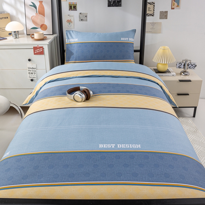 91家纺网 家纺一手货源 找家纺 上学郎家居 2025新款全棉13070学生宿舍三件套单人床床单被套纯棉六件套学生床上用品 慕容-兰