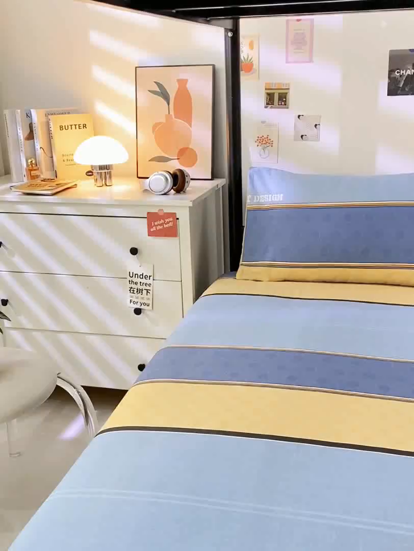 91家纺网 家纺一手货源 找家纺 上学郎家居 2025新款全棉13070学生宿舍三件套单人床床单被套纯棉六件套学生床上用品 慕容-兰