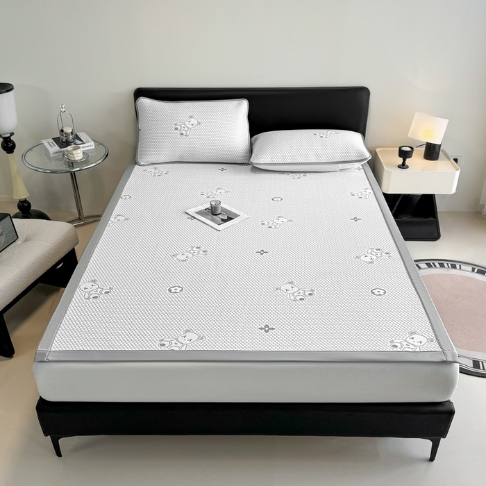 91家纺网 家纺一手货源 找家纺 世爵 2025新款A类凉感冰豆豆凉席 暴力熊-灰