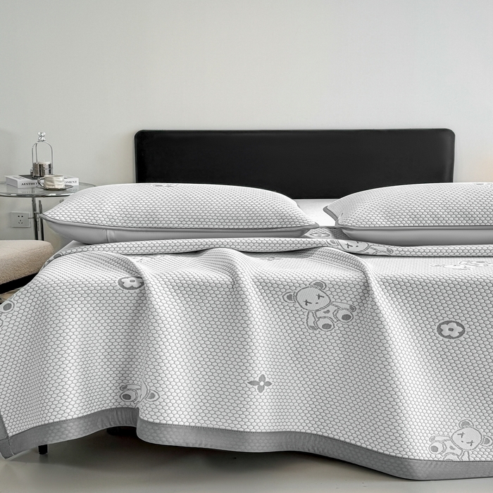 91家纺网 家纺一手货源 找家纺 世爵 2025新款A类凉感冰豆豆凉席 暴力熊-灰