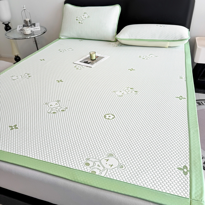 91家纺网 家纺一手货源 找家纺 世爵 2025新款A类凉感冰豆豆凉席 暴力熊-绿