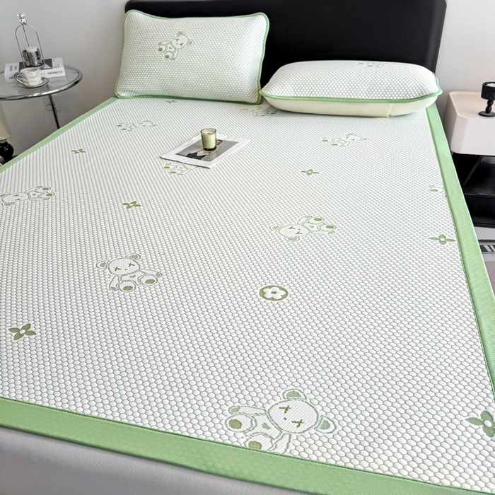 91家纺网 家纺一手货源 找家纺 世爵 2025新款A类凉感冰豆豆凉席 暴力熊-绿