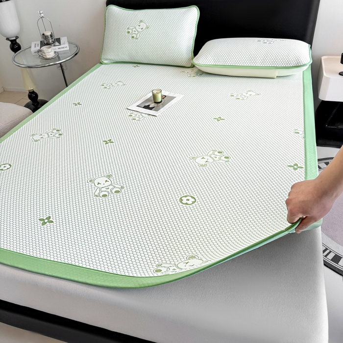 91家纺网 家纺一手货源 找家纺 世爵 2025新款A类凉感冰豆豆凉席 暴力熊-绿