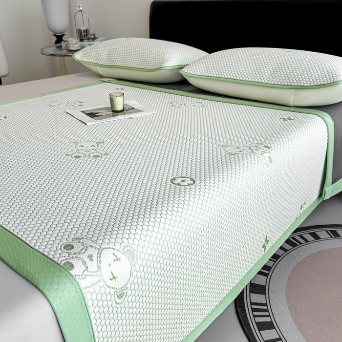 91家纺网 家纺一手货源 找家纺 世爵 2025新款A类凉感冰豆豆凉席 暴力熊-绿