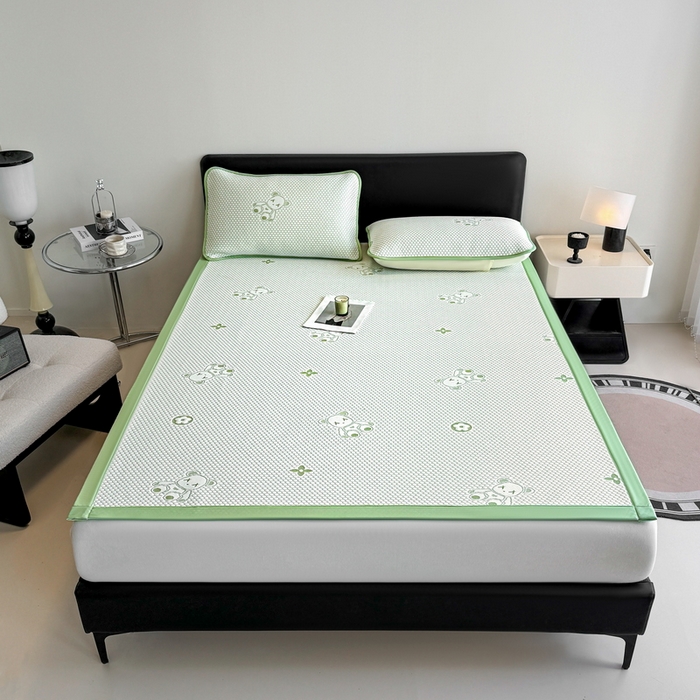 91家纺网 家纺一手货源 找家纺 世爵 2025新款A类凉感冰豆豆凉席 暴力熊-绿