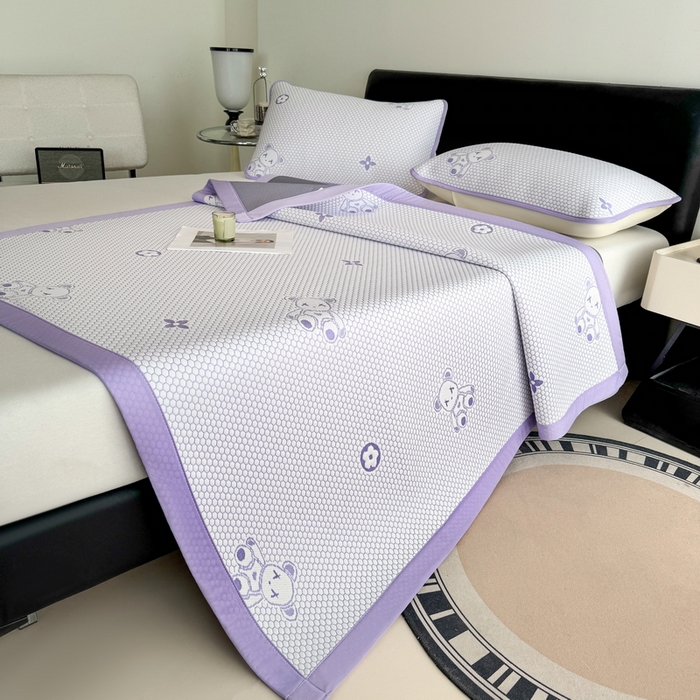 91家纺网 家纺一手货源 找家纺 世爵 2025新款A类凉感冰豆豆凉席 暴力熊-紫