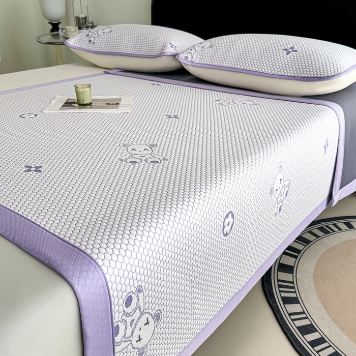 91家纺网 家纺一手货源 找家纺 世爵 2025新款A类凉感冰豆豆凉席 暴力熊-紫