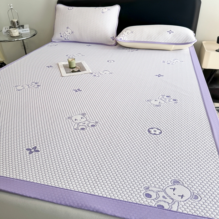 91家纺网 家纺一手货源 找家纺 世爵 2025新款A类凉感冰豆豆凉席 暴力熊-紫