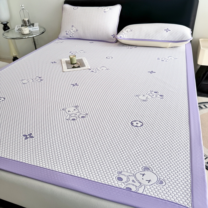 91家纺网 家纺一手货源 找家纺 世爵 2025新款A类凉感冰豆豆凉席 暴力熊-紫