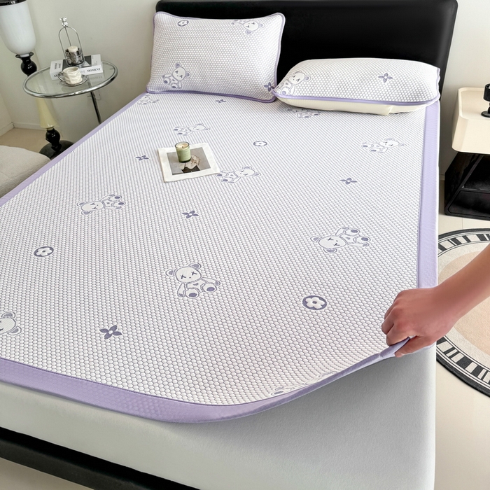 91家纺网 家纺一手货源 找家纺 世爵 2025新款A类凉感冰豆豆凉席 暴力熊-紫