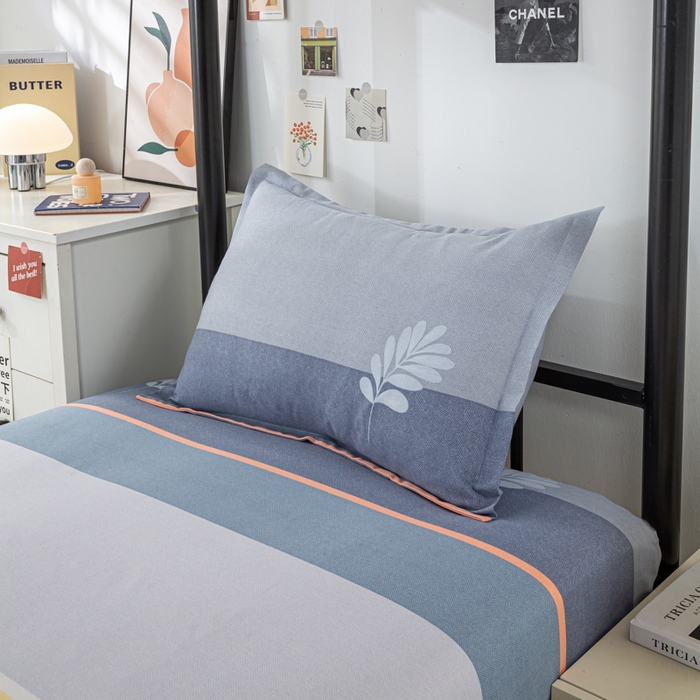 91家纺网 家纺一手货源 找家纺 上学郎家居 2025新款全棉学生宿舍三件套单人床床单被套纯棉六件套学生三件套床上用品 轻居-桔