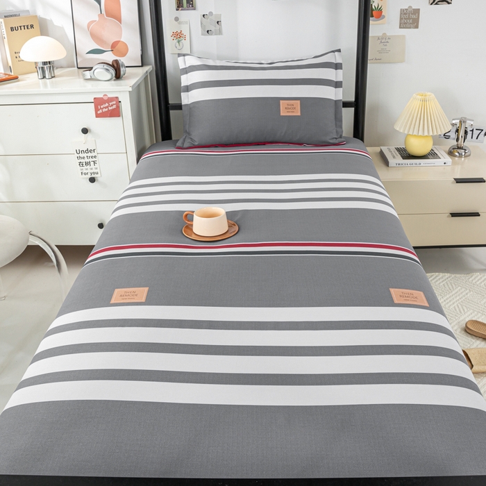 91家纺网 家纺一手货源 找家纺 上学郎家居 2025新款全棉学生宿舍三件套单人床床单被套纯棉六件套学生三件套床上用品 艾格拉-灰