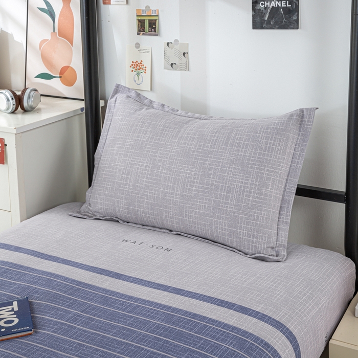 91家纺网 家纺一手货源 找家纺 上学郎家居 2025新款全棉学生宿舍三件套单人床床单被套纯棉六件套学生三件套床上用品 初遇简约-灰