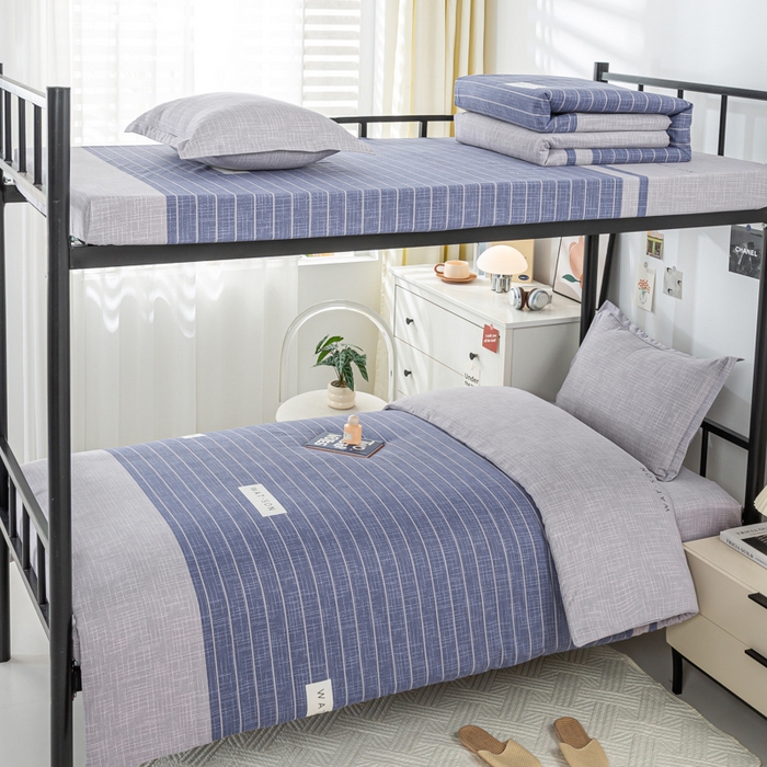 上学郎家居 2025新款全棉学生宿舍三件套单人床床单被套纯棉六件套学生三件套床上用品 初遇简约-灰