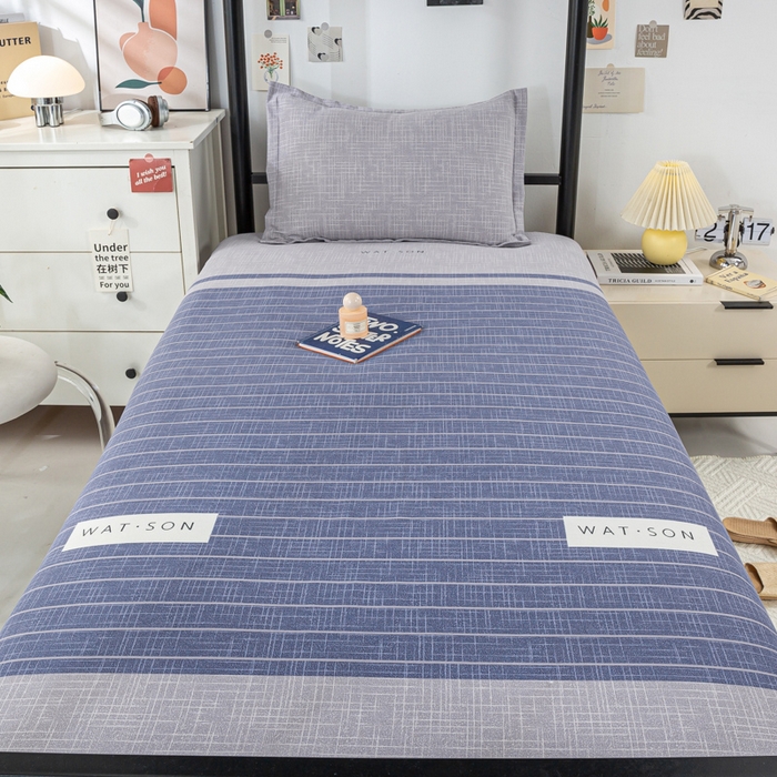 91家纺网 家纺一手货源 找家纺 上学郎家居 2025新款全棉学生宿舍三件套单人床床单被套纯棉六件套学生三件套床上用品 初遇简约-灰