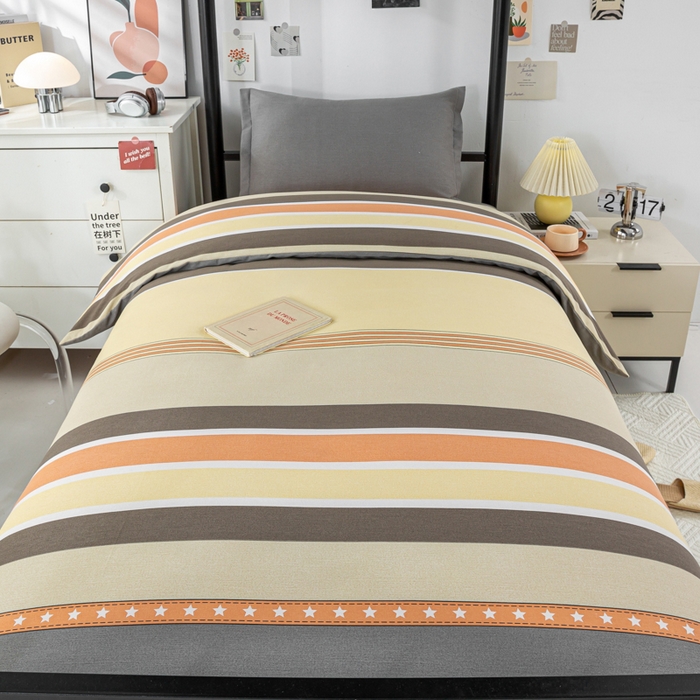 91家纺网 家纺一手货源 找家纺 上学郎家居 2025新款全棉学生宿舍三件套单人床床单被套纯棉六件套学生三件套床上用品 卡尔曼-灰