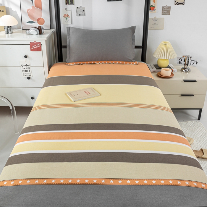 91家纺网 家纺一手货源 找家纺 上学郎家居 2025新款全棉学生宿舍三件套单人床床单被套纯棉六件套学生三件套床上用品 卡尔曼-灰