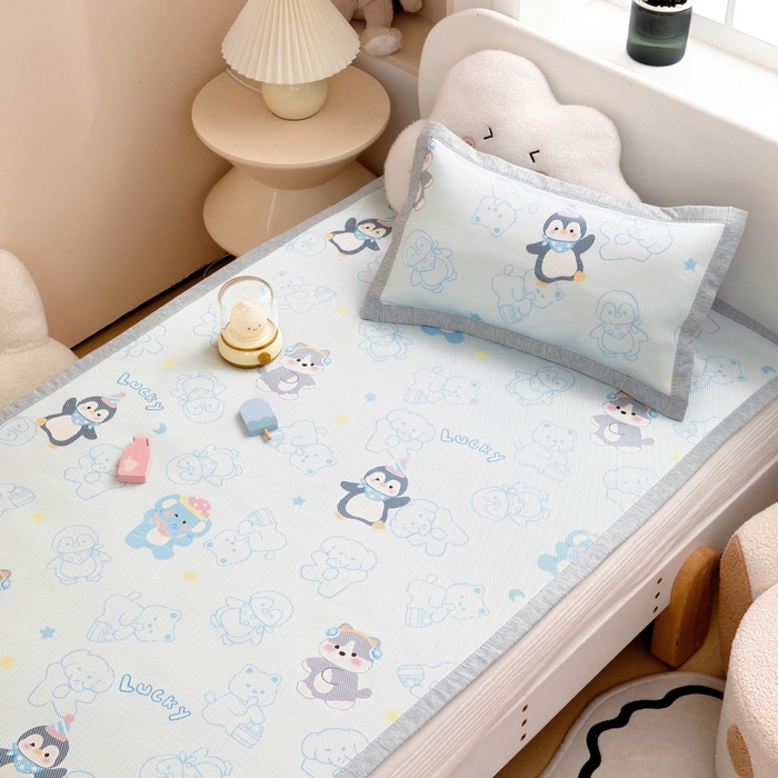 91家纺网 家纺一手货源 找家纺 鱼宝2025新款儿童冰藤枕套 冰雪企鹅