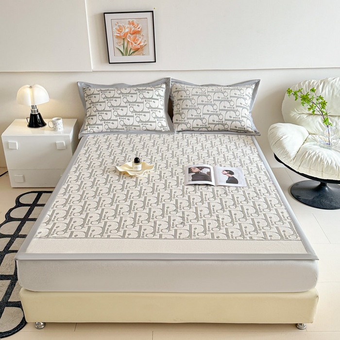 91家纺网 家纺一手货源 找家纺 紫碧螺家纺 2025新款冰感针织空调垫凉席席子 浅灰色