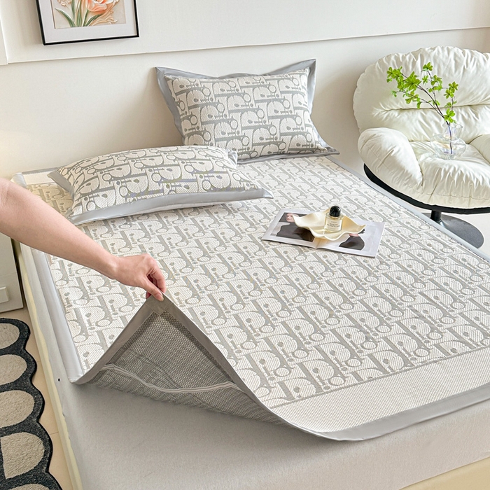 91家纺网 家纺一手货源 找家纺 紫碧螺家纺 2025新款冰感针织空调垫凉席席子 浅灰色