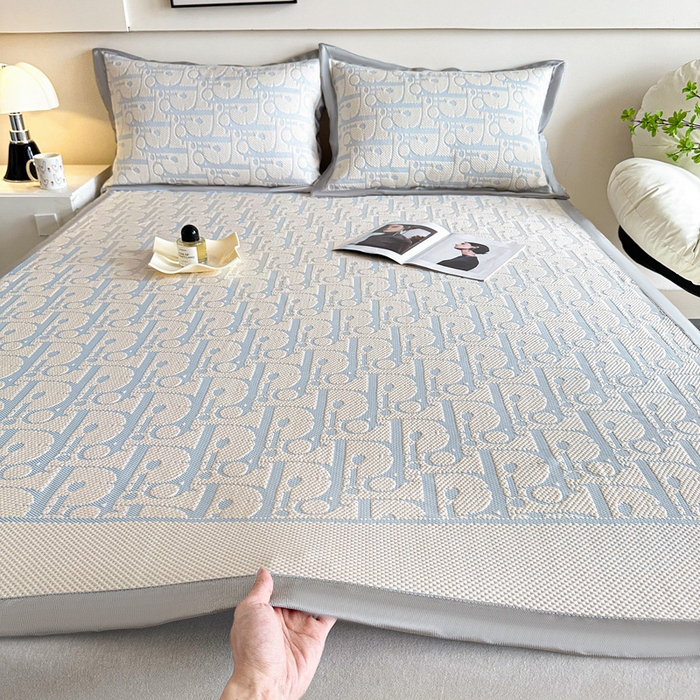 紫碧螺家纺 2025新款冰感针织空调垫凉席席子 淡蓝色